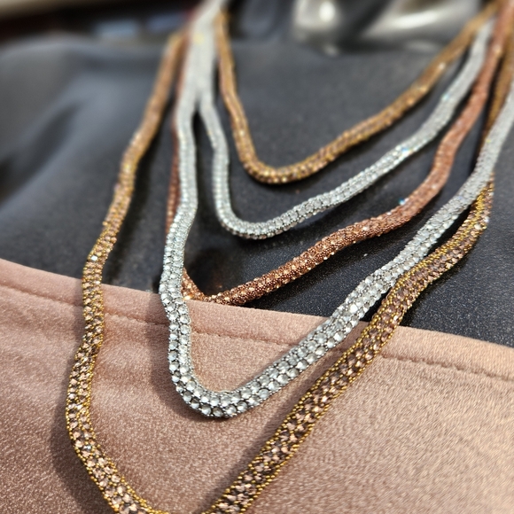 Elegant 4 Strand Silver Layered Necklace - Picture 15 of 17